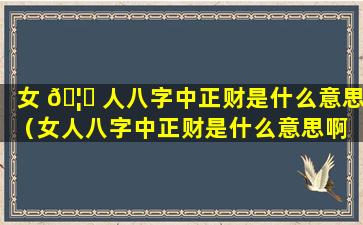 女 🦟 人八字中正财是什么意思（女人八字中正财是什么意思啊 🦋 ）